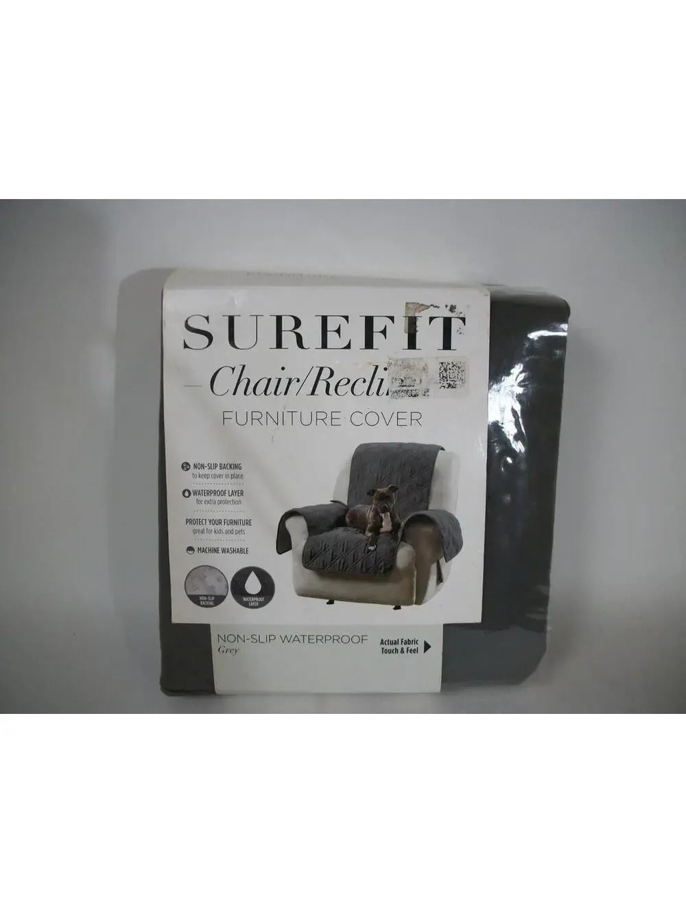 Surefit diamond plush recliner seatcover grey microfiber slip resistant